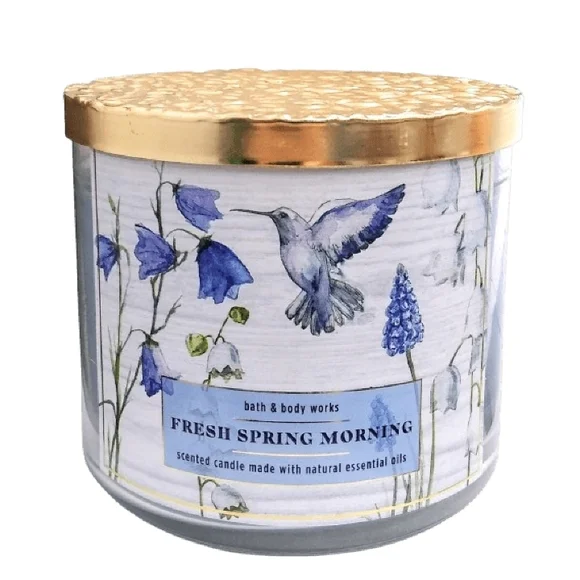 NWT Bath And Body Works Fresh Spring Morning Scented 3 Wick Candle - Picture 1 of 3